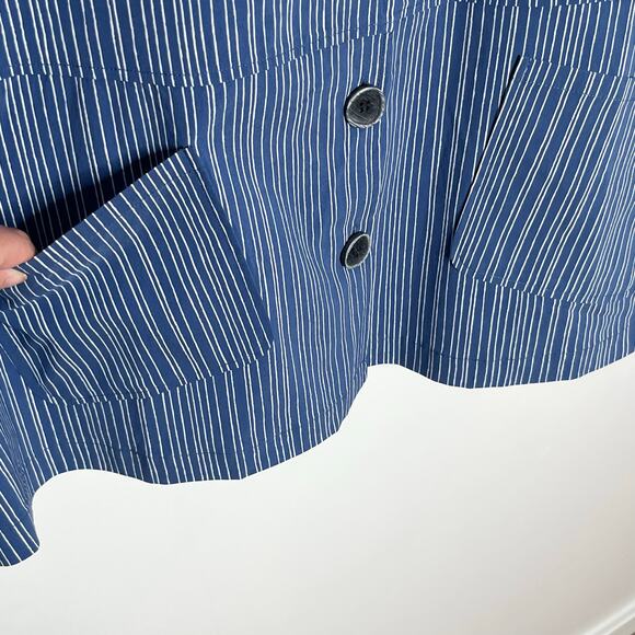 Habitat Clothes To Live In Power Stretch Swing Jacket M Blue Stripe Lagenlook - Picture 9 of 12